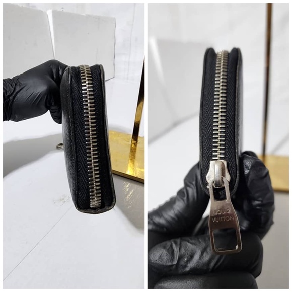 Authentic LOUIS VUITTON Taiga Leather Zippey Wallet Black - Picture 5 of 13